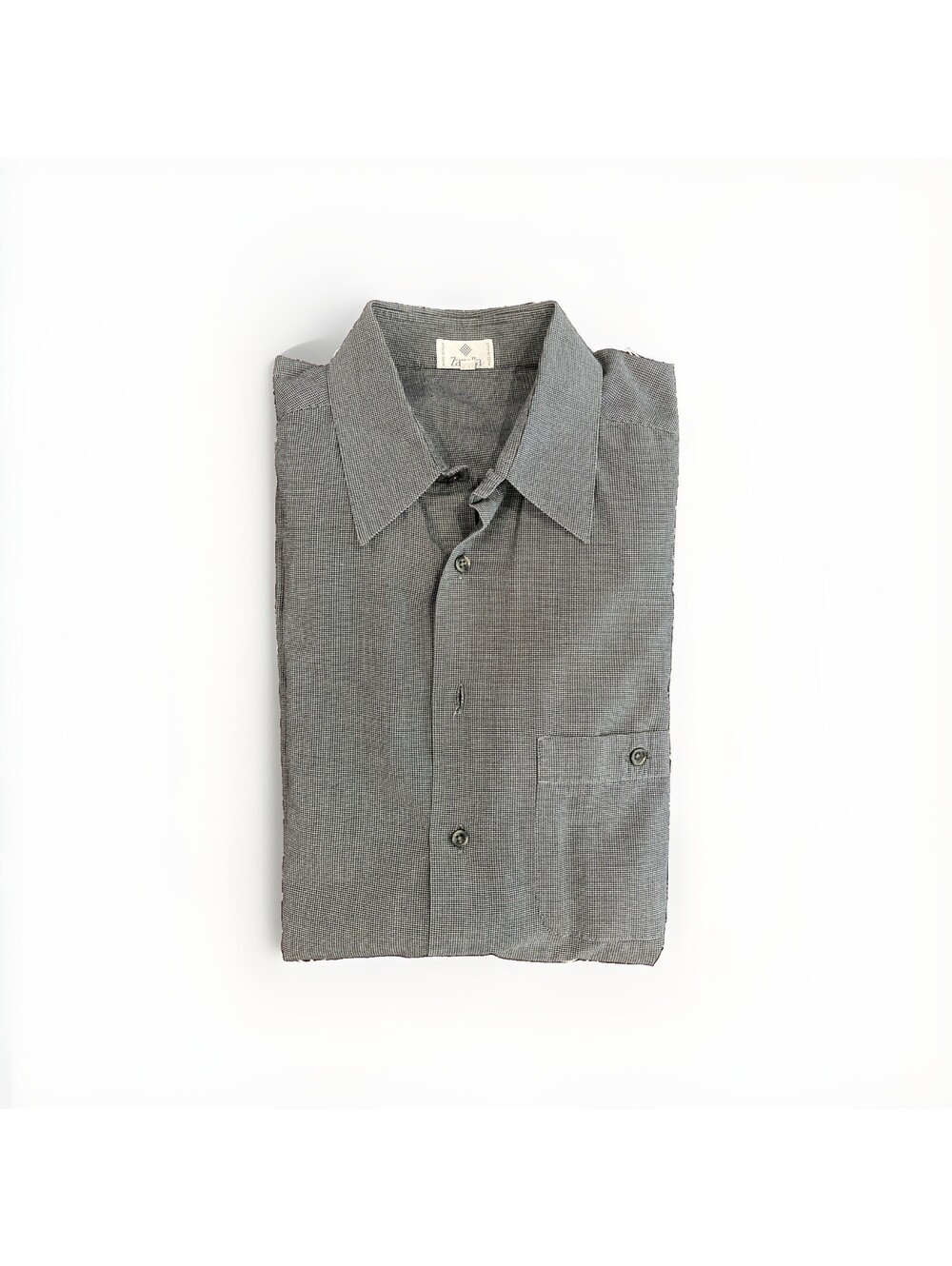 ZANELLA MENS CASUAL BUTTON SHIRT GREY PATTERN SIZE XL MADE IN ITALY VGC